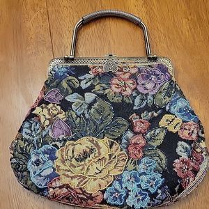 Vintage Jaquard Beaded Bag - Mary Poppins style